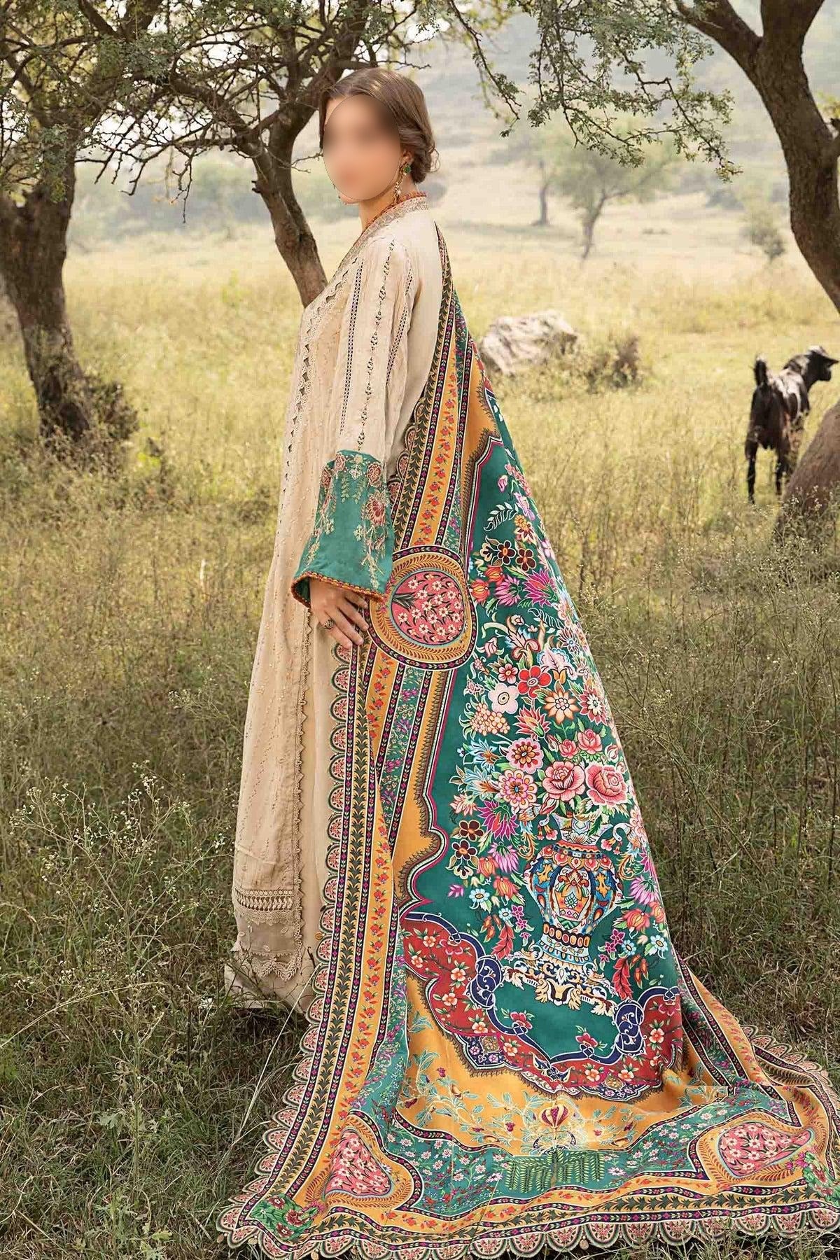 3Pc Maria B Unstitched M.print Pakistani Winter Suit - 7A|Maria B