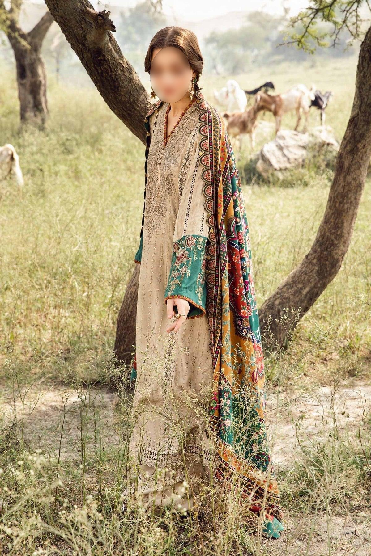 3Pc Maria B Unstitched M.print Pakistani Winter Suit - 7A|Maria B
