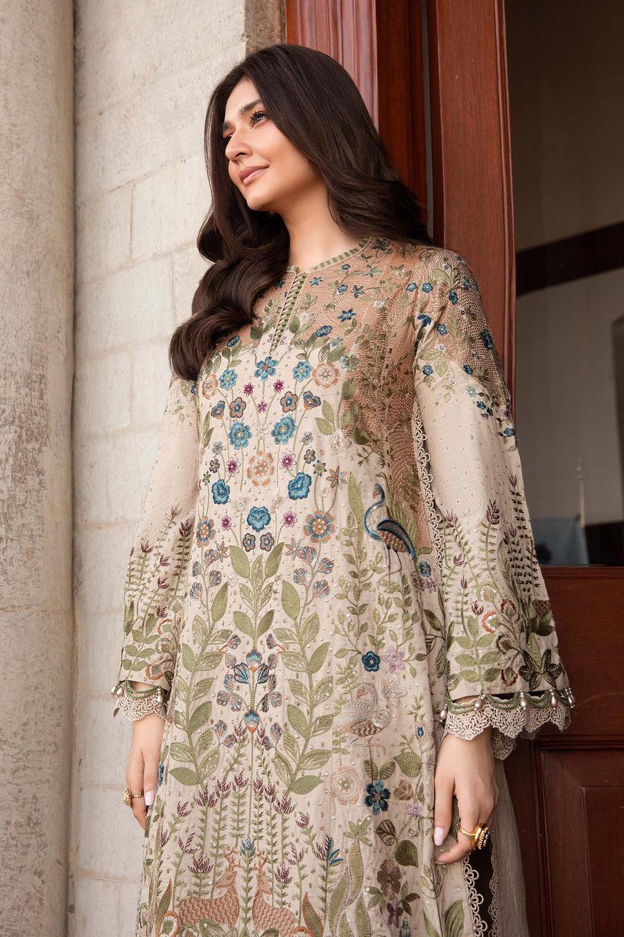 3 Piece Unstitched Embroidered Linen Suit | DL-1211 | Maria B