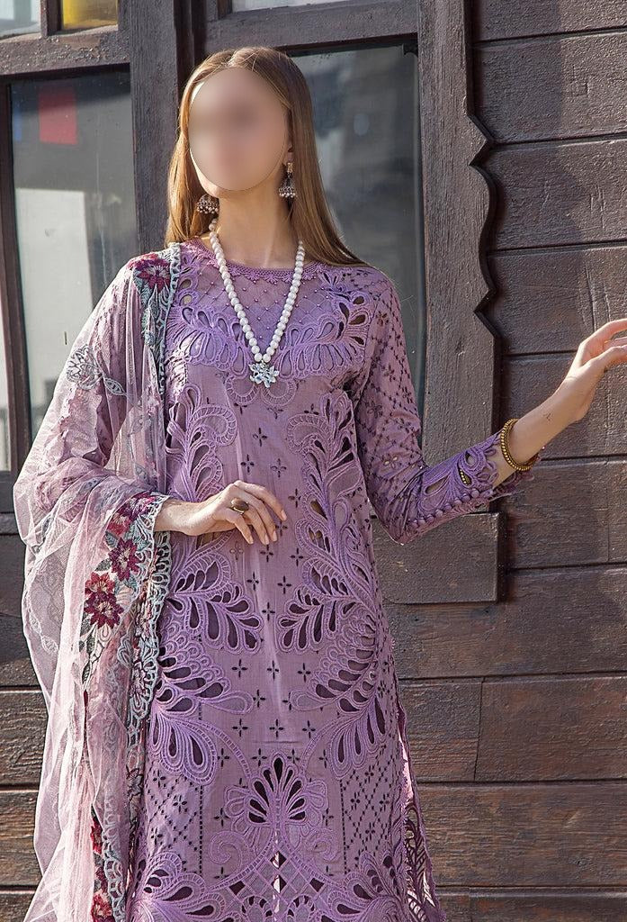 Adan Libas Purple Luxury Lawn Embroidery Dress Chikankari