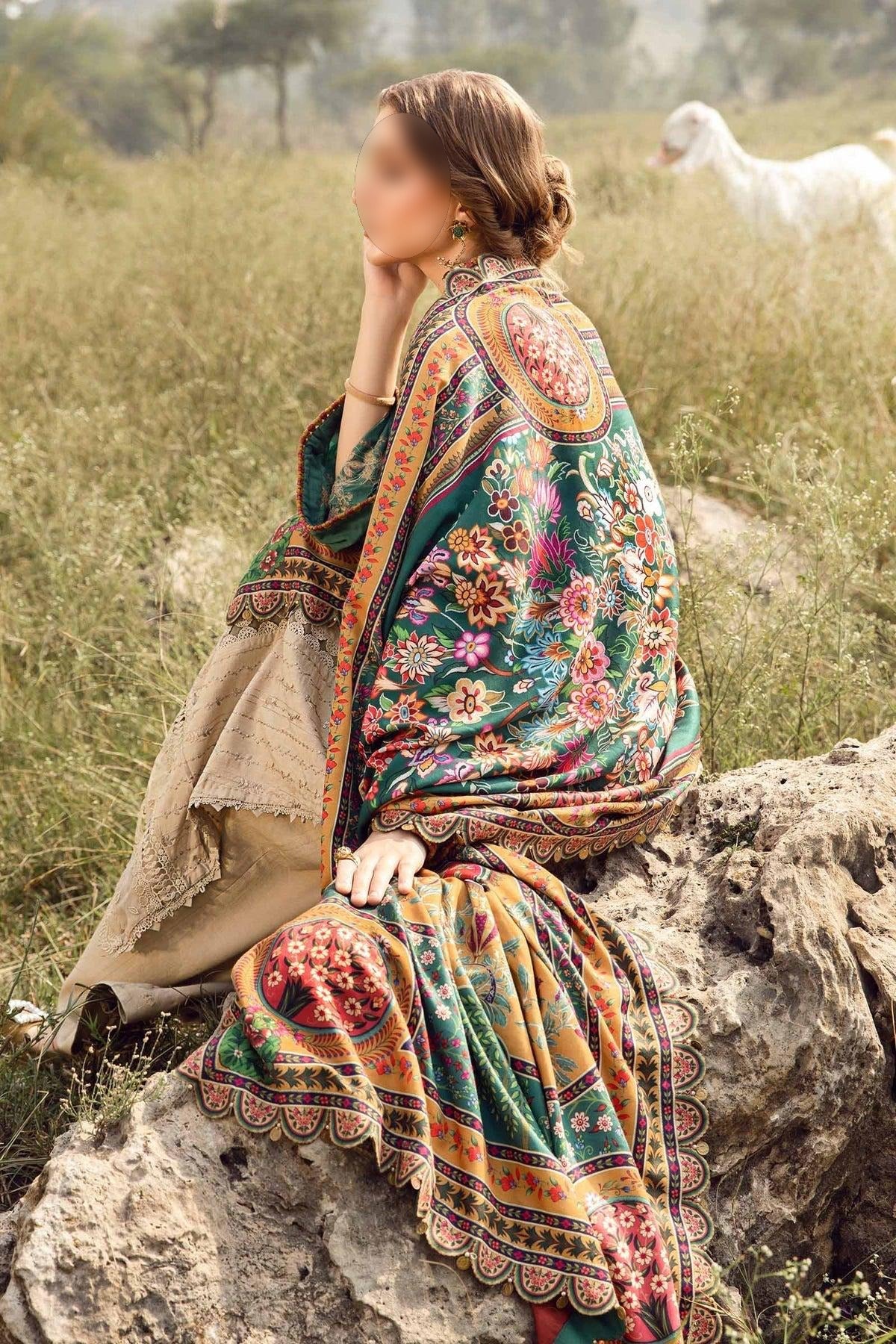 3Pc Maria B Unstitched M.print Pakistani Winter Suit - 7A|Maria B