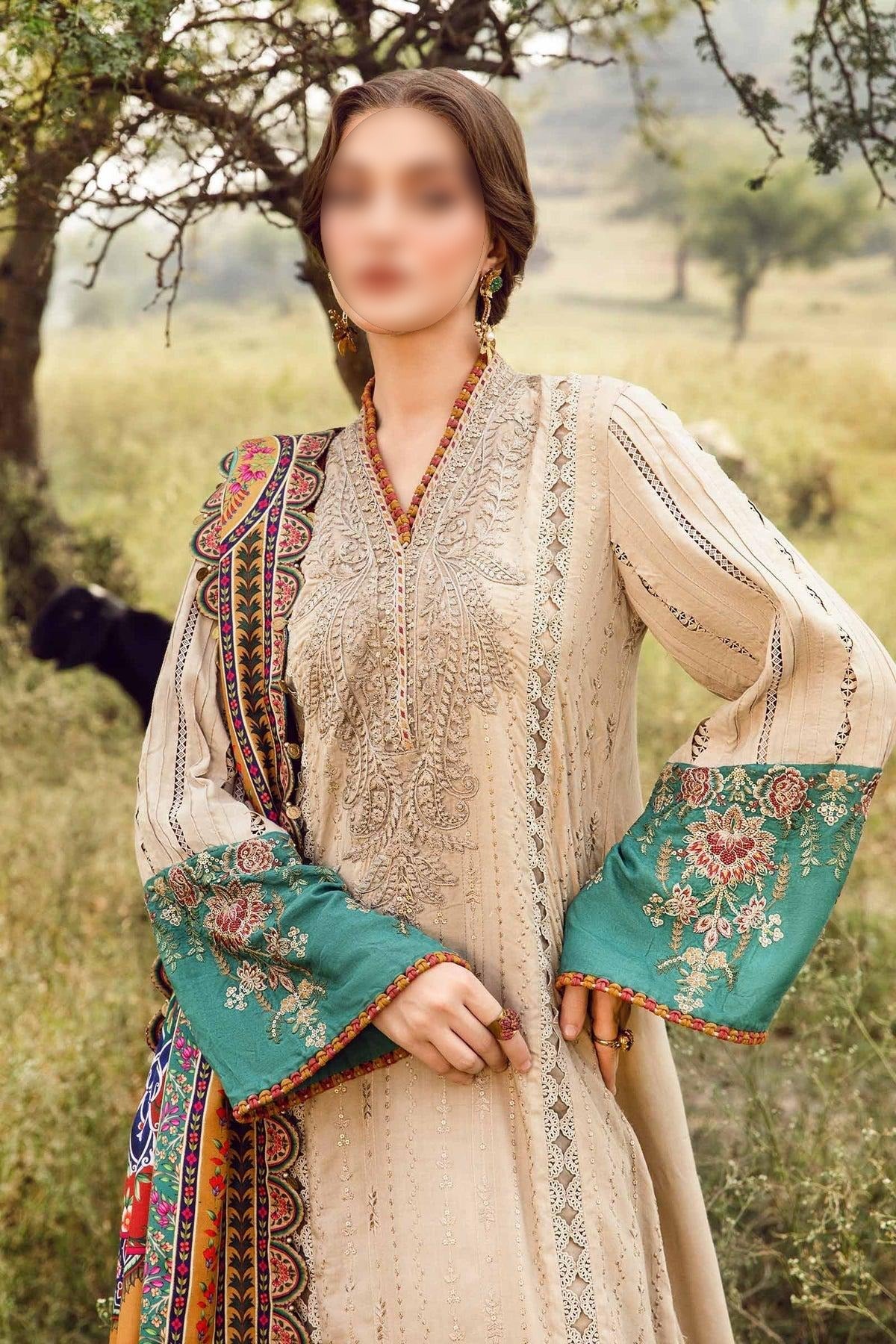 3Pc Maria B Unstitched M.print Pakistani Winter Suit - 7A|Maria B