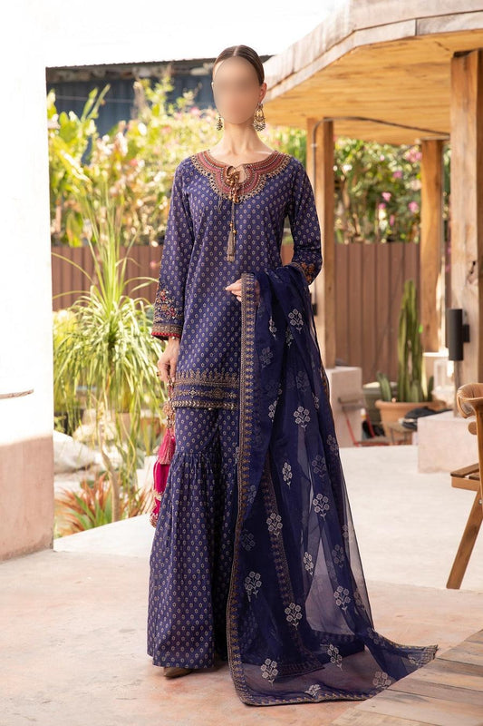 3 Piece Printed Lawn Suit | DW-EF23-14R1|MARIA B