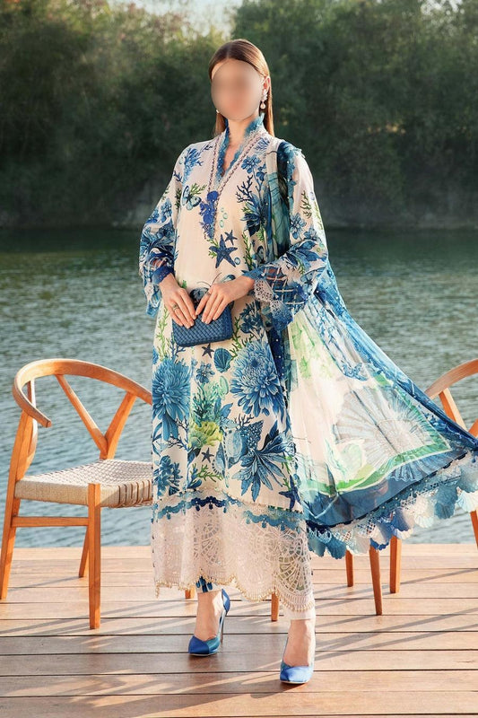 3 Piece Unstitched Printed Lawn Suit | MPT-2510-B|MARIA B