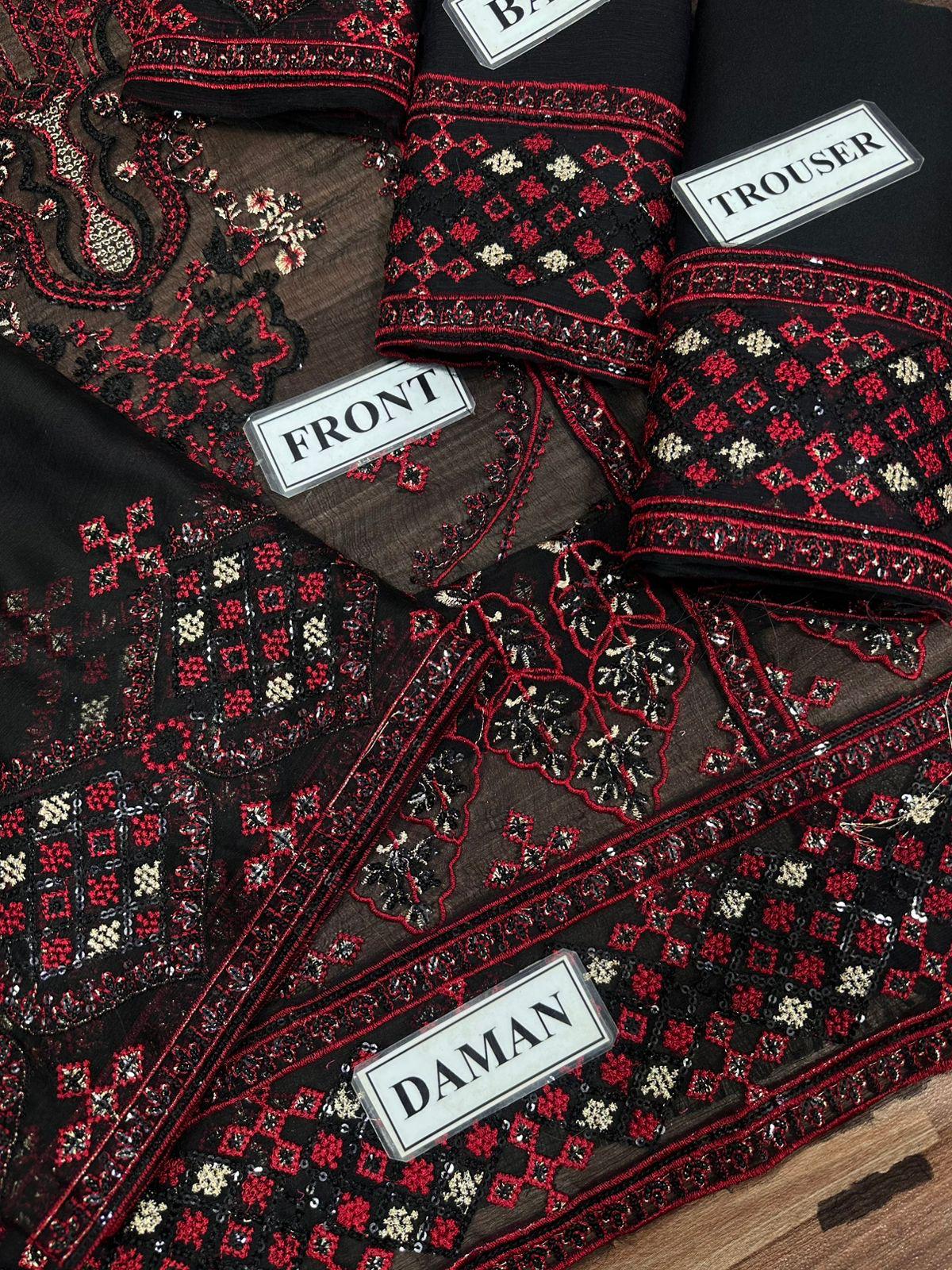 NOORMA KAMAL LUXURY EMBROIDERED CHIFFON - 3 PC UNSTITCHED