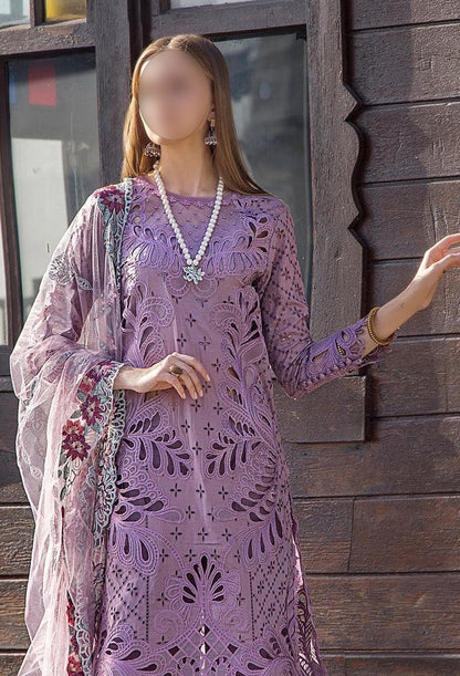 Adan Libas Purple Luxury Lawn Embroidery Dress Chikankari