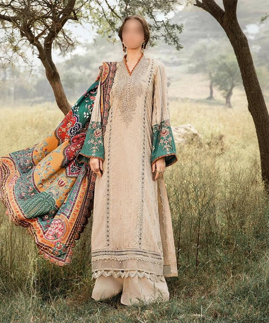 3Pc Maria B Unstitched M.print Pakistani Winter Suit - 7A|Maria B