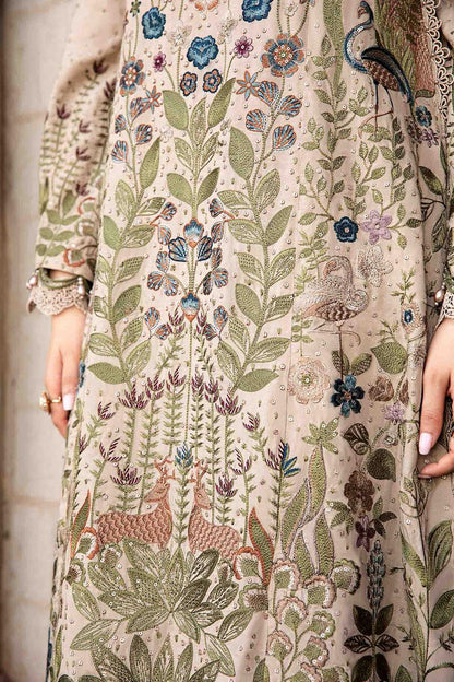 3 Piece Unstitched Embroidered Linen Suit | DL-1211 | Maria B
