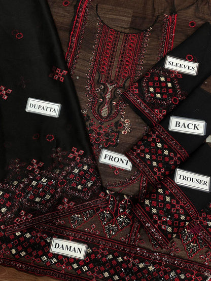 NOORMA KAMAL LUXURY EMBROIDERED CHIFFON - 3 PC UNSTITCHED