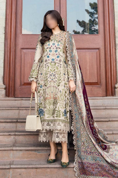 3 Piece Unstitched Embroidered Linen Suit | DL-1211 | Maria B
